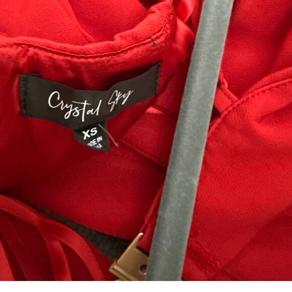 NWT Crystal Sky Red Bow Maxi Open Back Gown Holiday Formal Festive Size XS - Picture 4 of 5